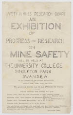 Morlais Colliery collection, poster for safety in mines exhibition, 1936